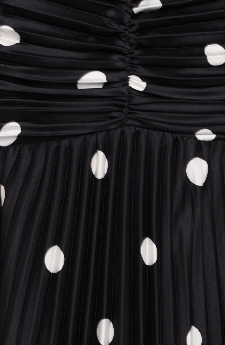 Petal & Pup Naira Dot Pleated Maxi Dress, Alternate, color, Black Polka Dot