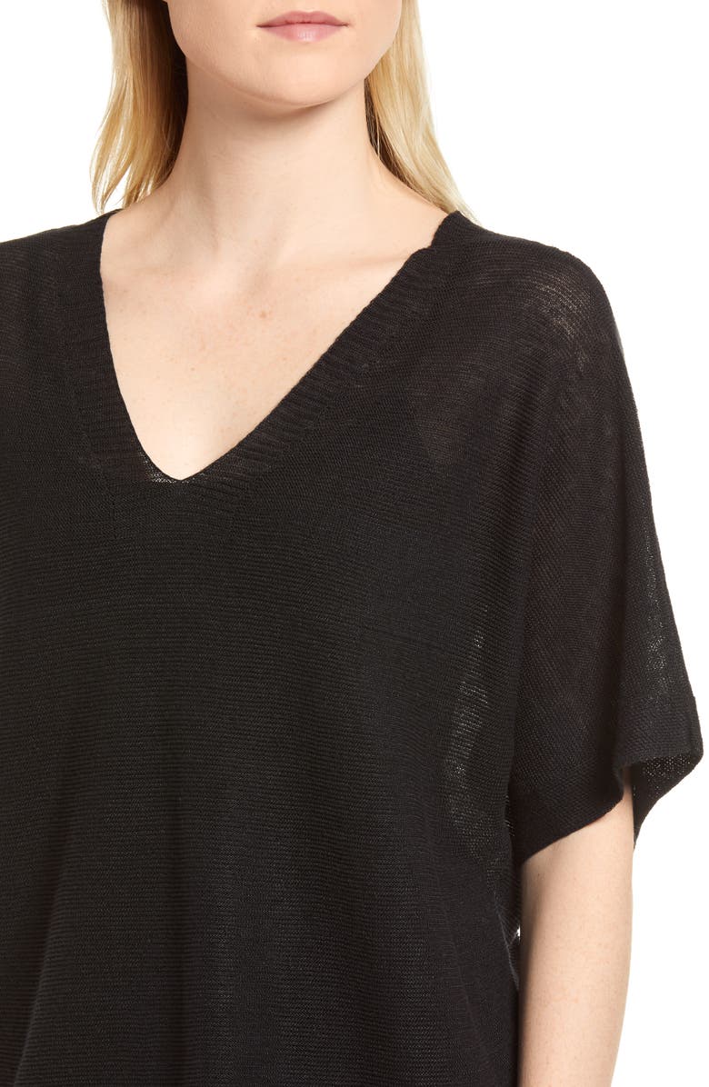 Eileen Fisher V-Neck Organic Linen Top, Alternate, color, 