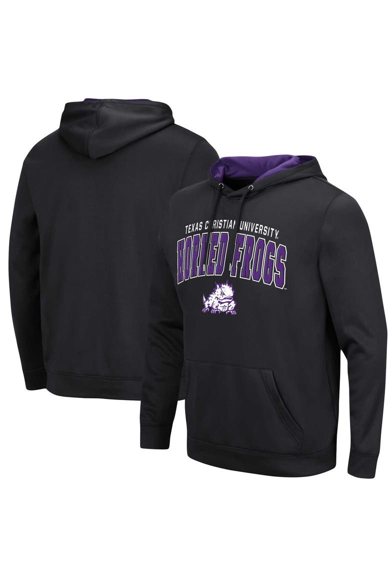 Men's Colosseum Black TCU Horned Frogs Resistance Pullover Hoodie, Main, color, Black