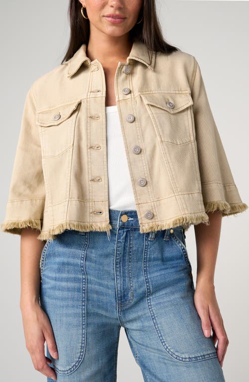 Liverpool Frayed Flounce Crop Jacket in Light Khaki at Nordstrom, Size X-Large