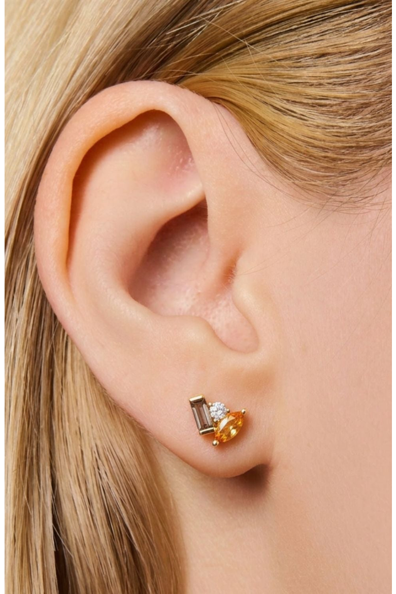 Seraphina Citrine Smoky Quartz Stud Earrings, Alternate, color, Citrine Smoky Quartz
