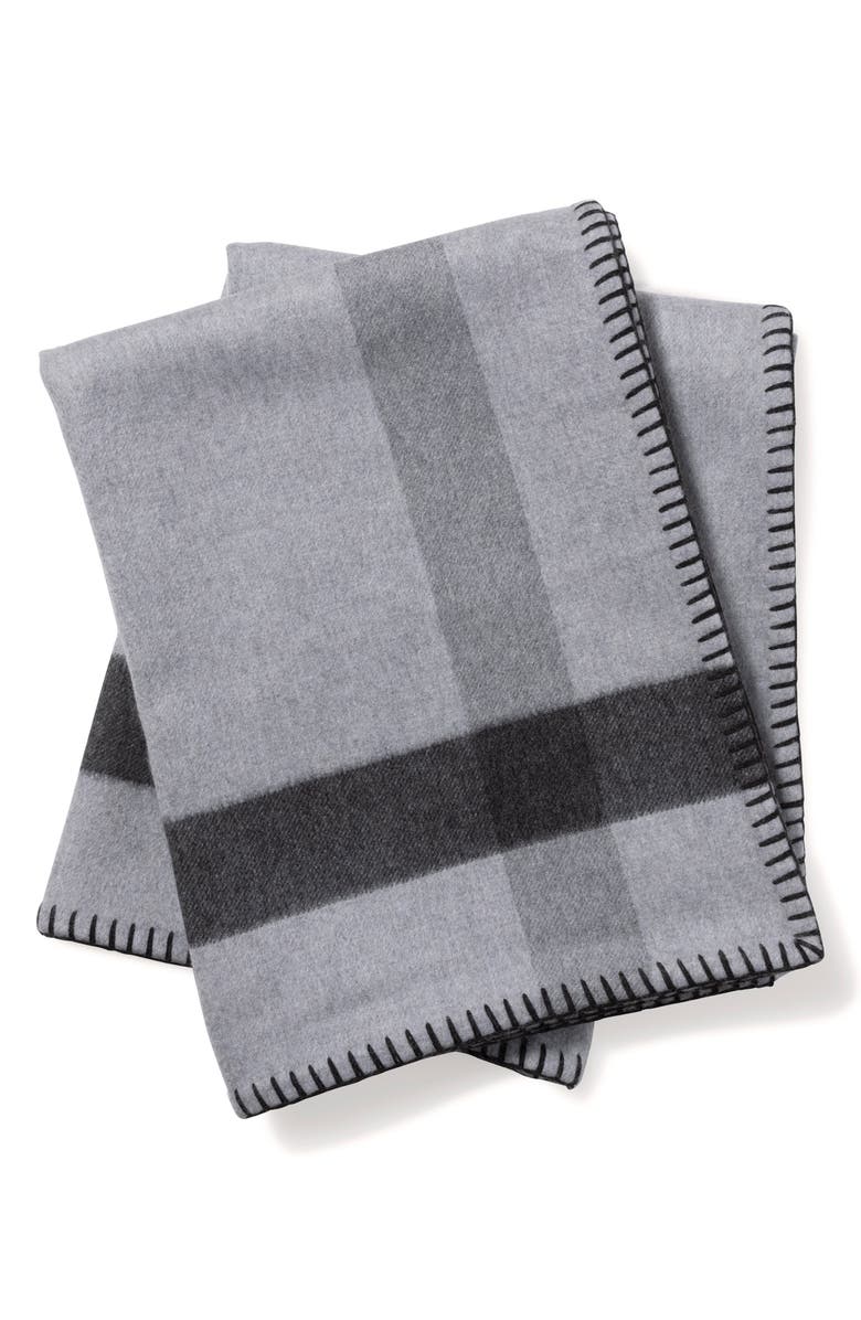 Sofia Cashmere Madrid Reversible Cashmere Throw Blanket, Main, color, Grey Charcoal