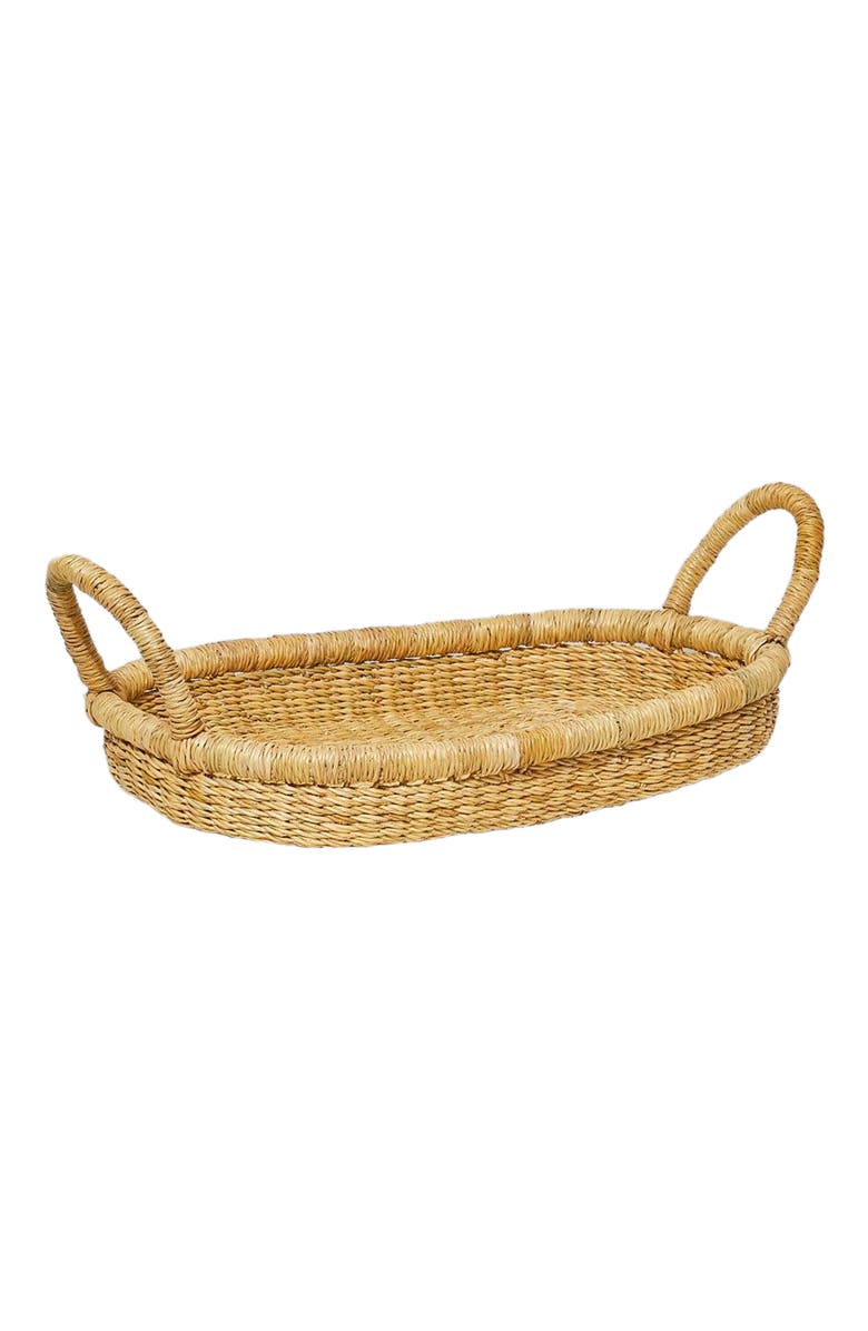 indego africa Bolga Double Handle Oval Tray, Main, color, Natural