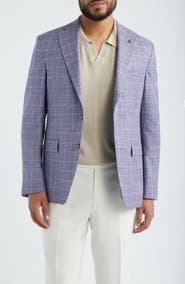 Jack Victor McAllen Berry Plaid Soft Constructed Cotton & Silk Blend Sport Coat