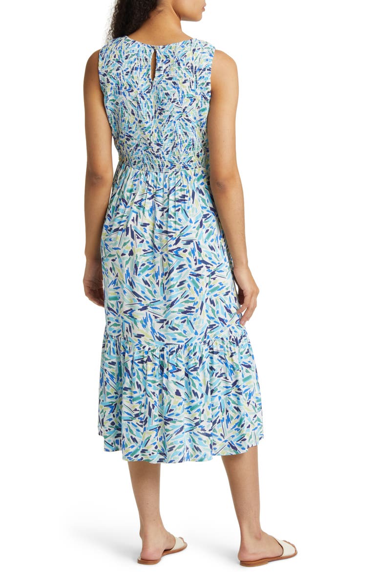 Print Sleeveless Midi Dress, Alternate, color, BEACH STONES