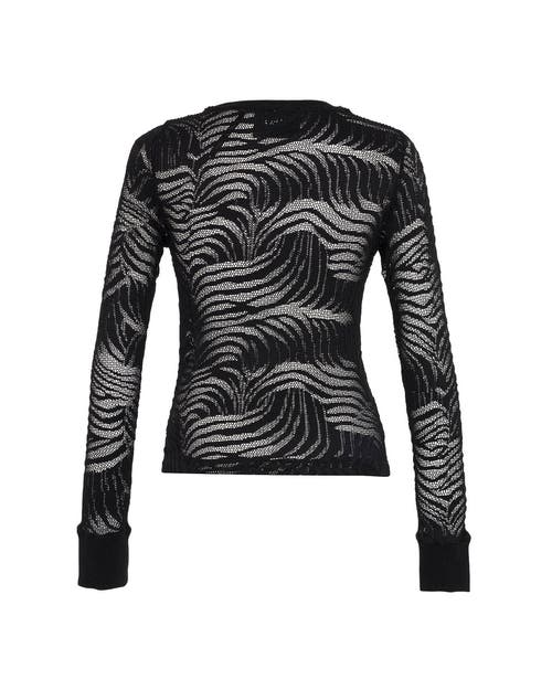 Theo The Label Artemis Fern Lace Long-sleeve Top In Black