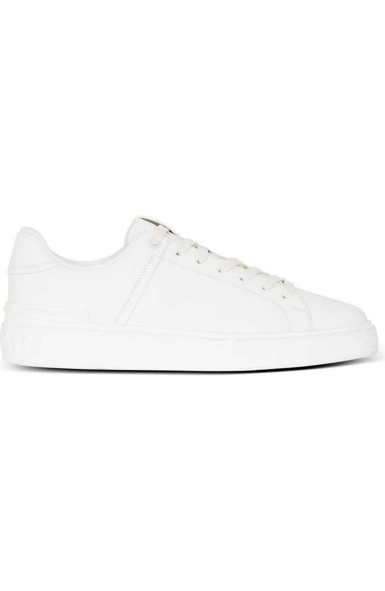 Balmain B-Court Calfksin Trainers, Alternate, color, White