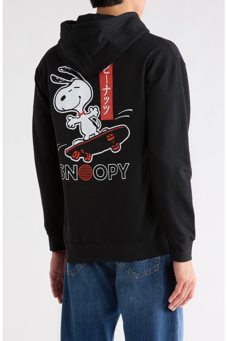 Snoopy Skateboarding Graphic Hoodie, Alternate, color, BLACK