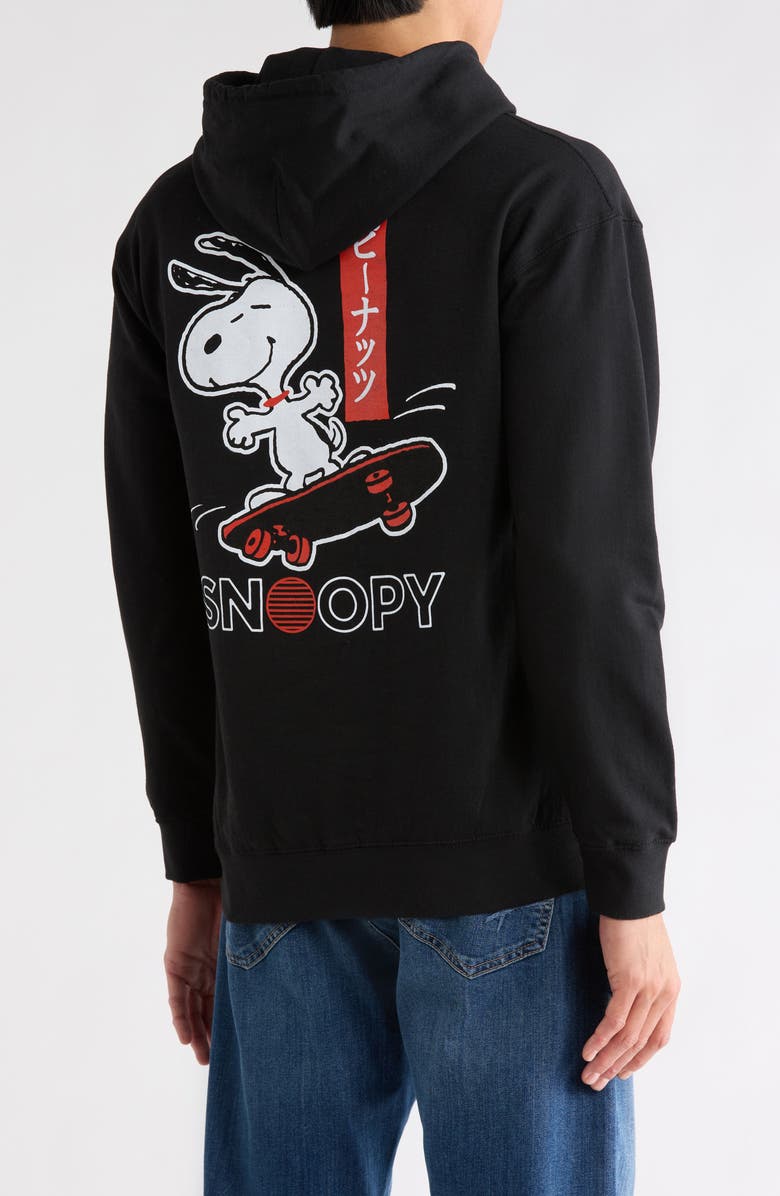 The Forecast Agency Snoopy Skateboarding Graphic Hoodie, Alternate, color, Black