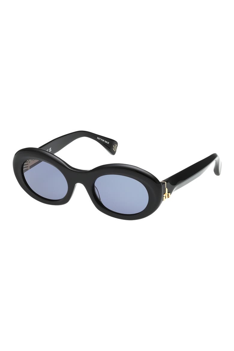 51mm Oval Sunglasses, Alternate, color, SHINY BLACK / DARK NAVY LENSES