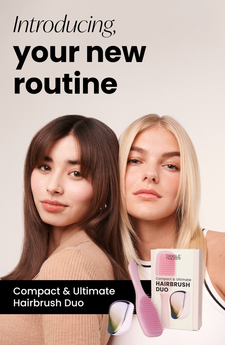 Tangle Teezer Compact & Ultimate Hairbrush Set $33 Value, Alternate, color, Rosebud/ Chrome