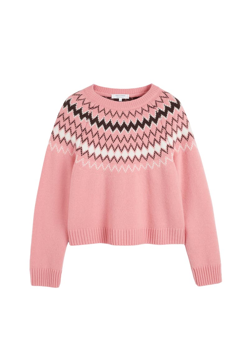 Wool-Cashmere Fair Isle Sweater, Alternate, color, Salmon