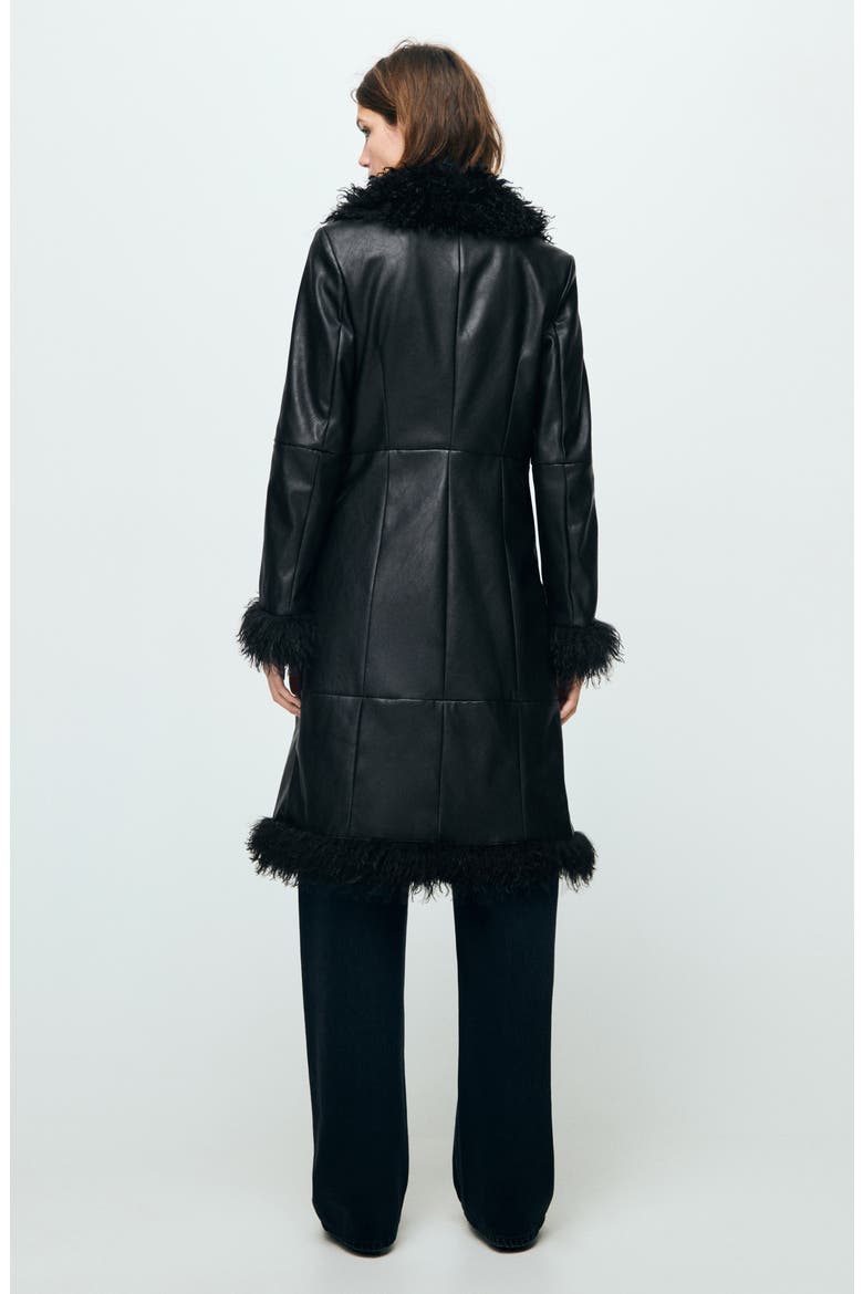 Faux Shearling Coat, Alternate, color, BLACK