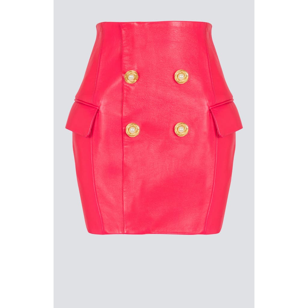Balmain 4-button Leather Mini Skirt