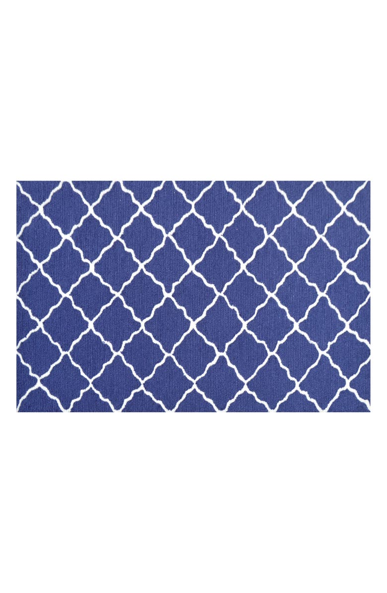 R16 HOME Lattice Navy Doormat, Main, color, Navy/ White