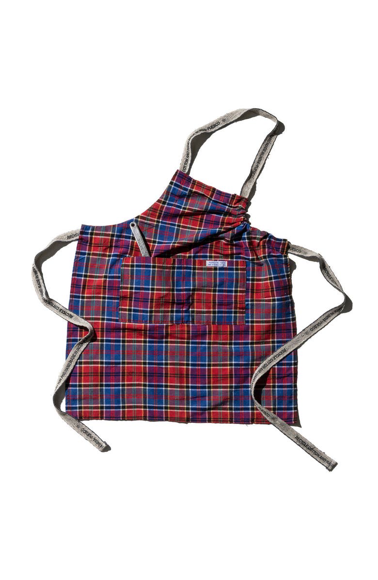 PUEBCO Recycle Cotton Check Apron, Main, color, Red X Blue