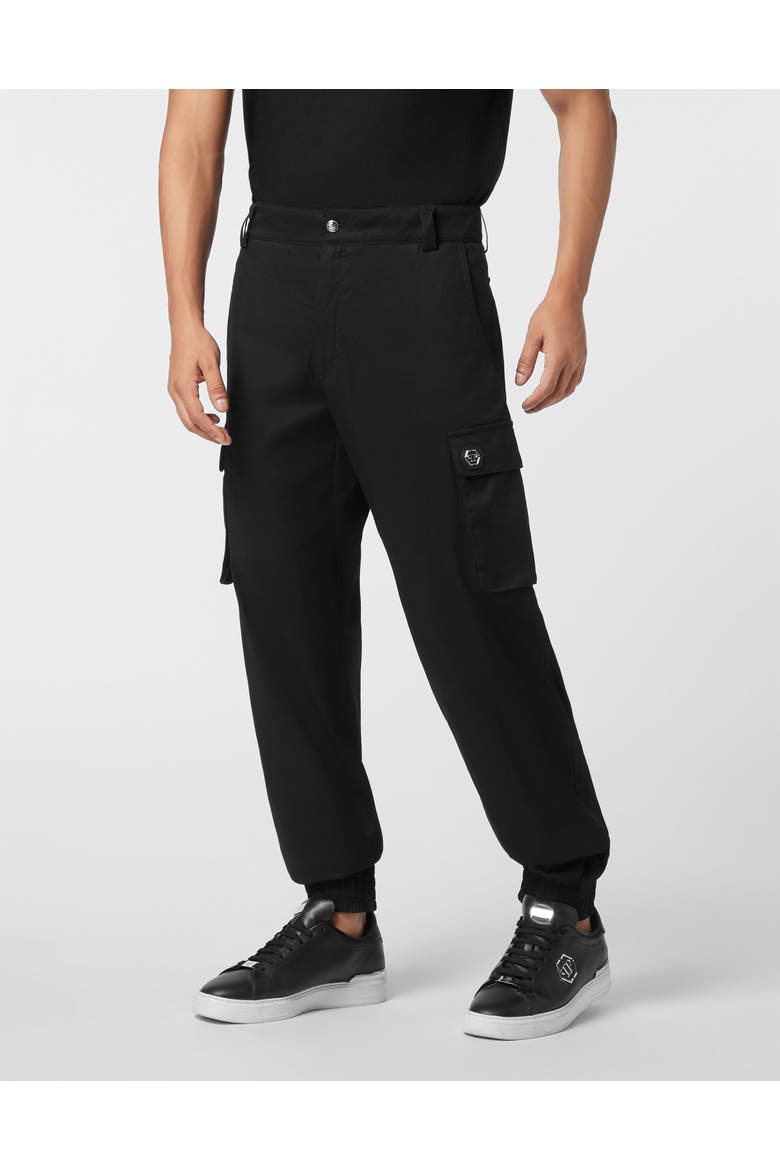 Straight Cargo Fit Trousers Men, Main, color, black