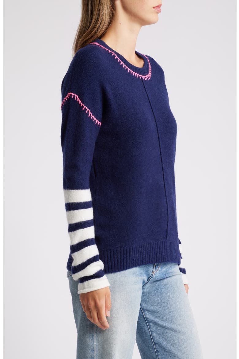 Avery Blanket Stitch Sweater, Alternate, color, BLUE