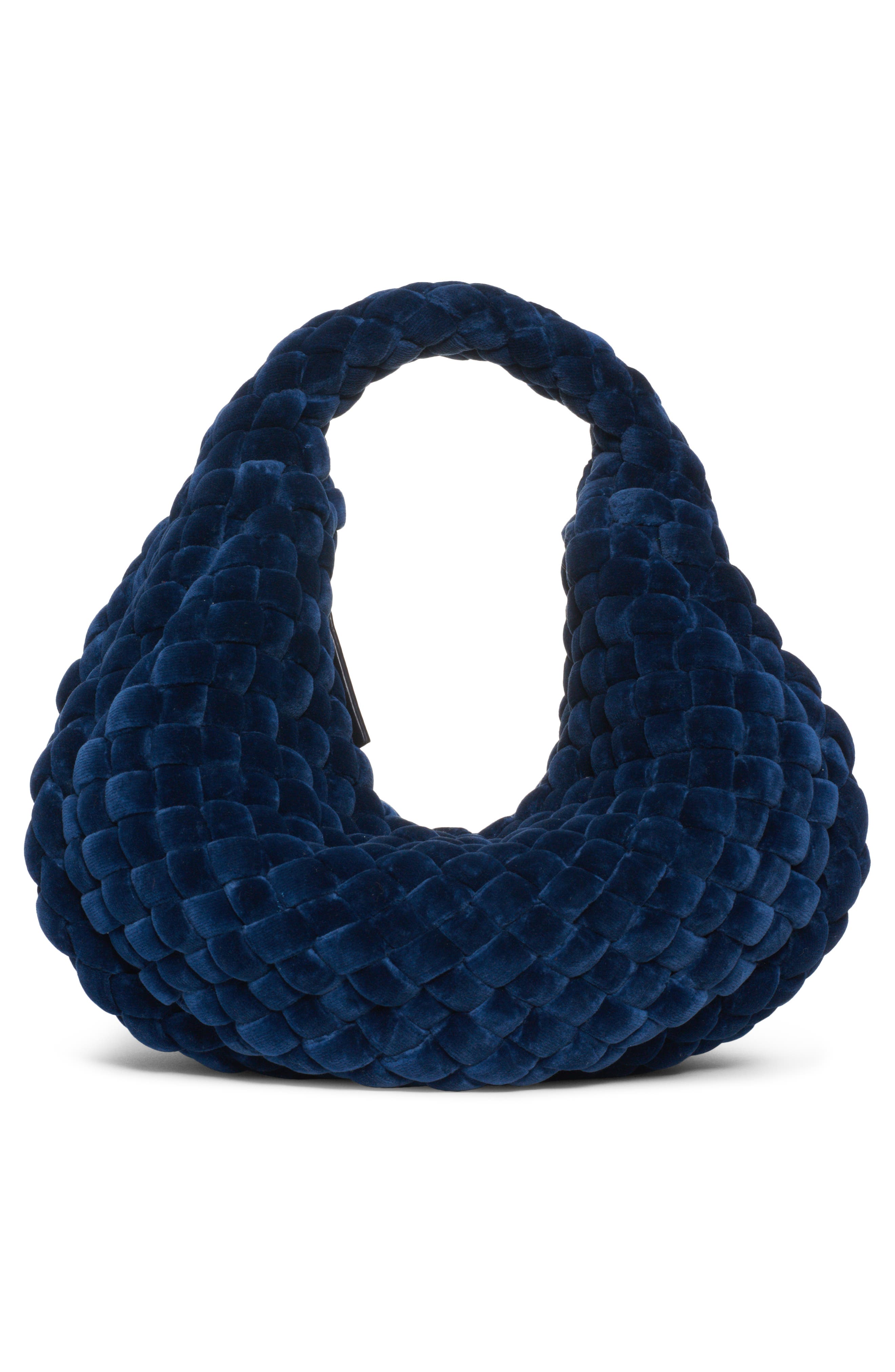 Bottega Veneta Mini Jodie Padded Intreccio Velvet Hobo, Alternate, color, 