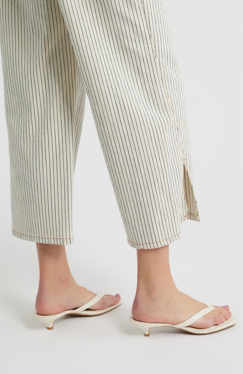 Wit & Wisdom Sam Stripe High Waist Ankle Wide Leg Jeans, Alternate, color, Blanched Almond/ Navy