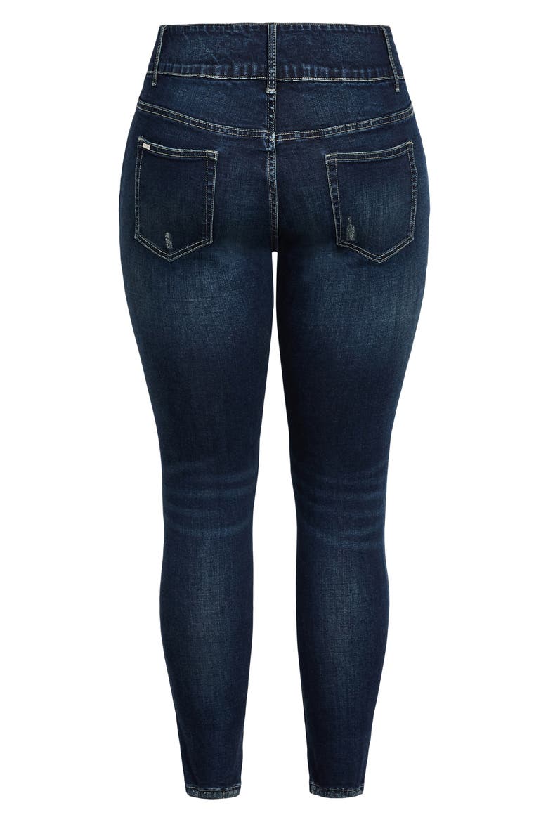 Baby High Waist Ripped Skinny Jeans, Alternate, color, DARK DENIM