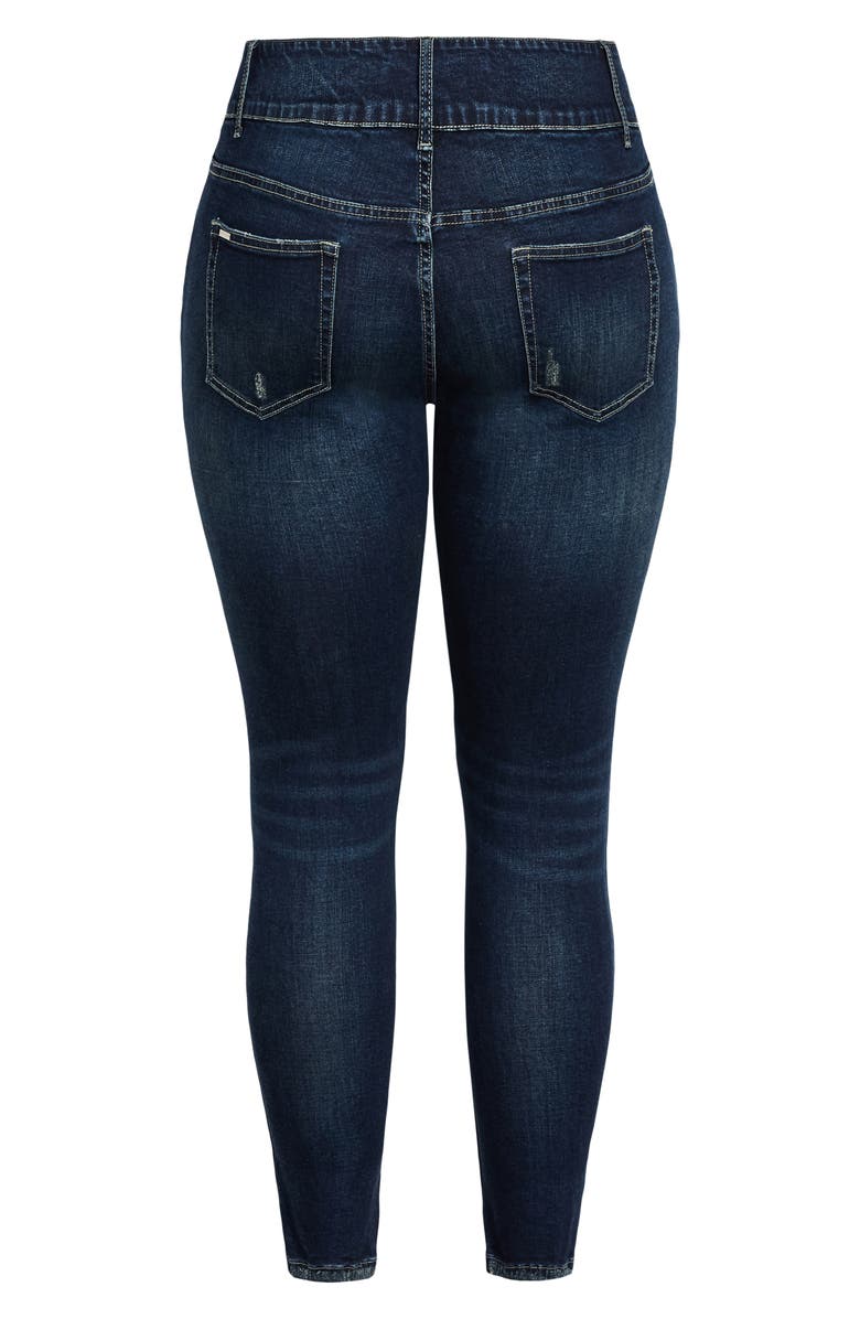 City Chic Baby High Waist Ripped Skinny Jeans, Alternate, color, Dark Denim