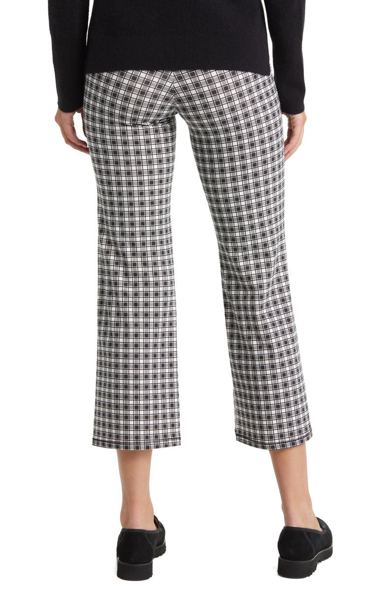 Hue Gingham Crop Flare Cotton Blend Leggings, Alternate, color,