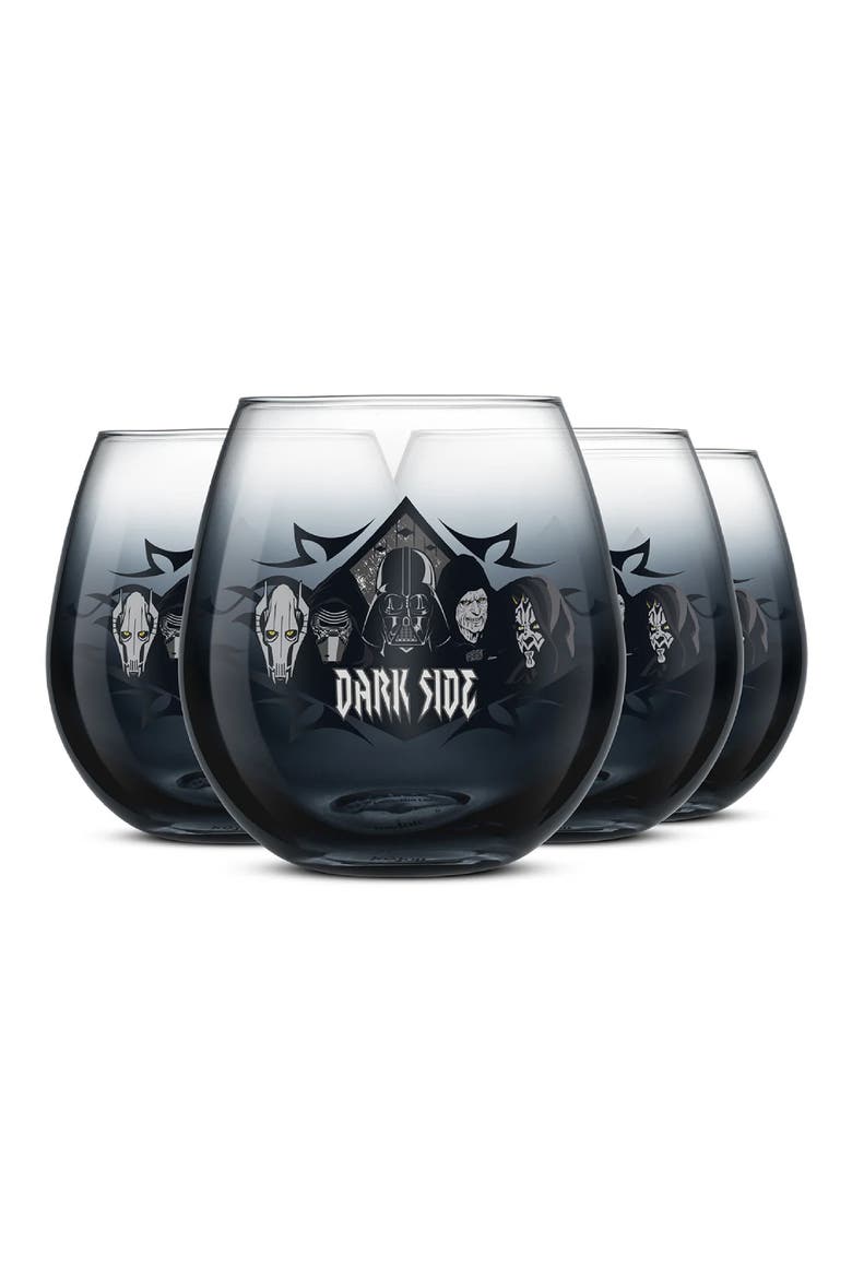 Star Wars Dark Side Set of 4 Stemless Drinking Glasses, Alternate, color, BLACK