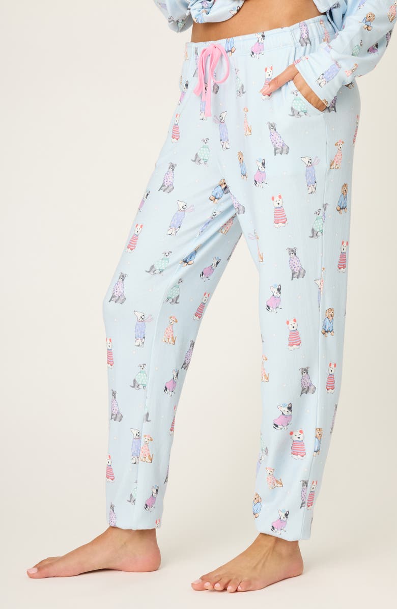 PJ Salvage Doggone Cold Brushed Pointelle Pajamas, Alternate, color, Blue Haze