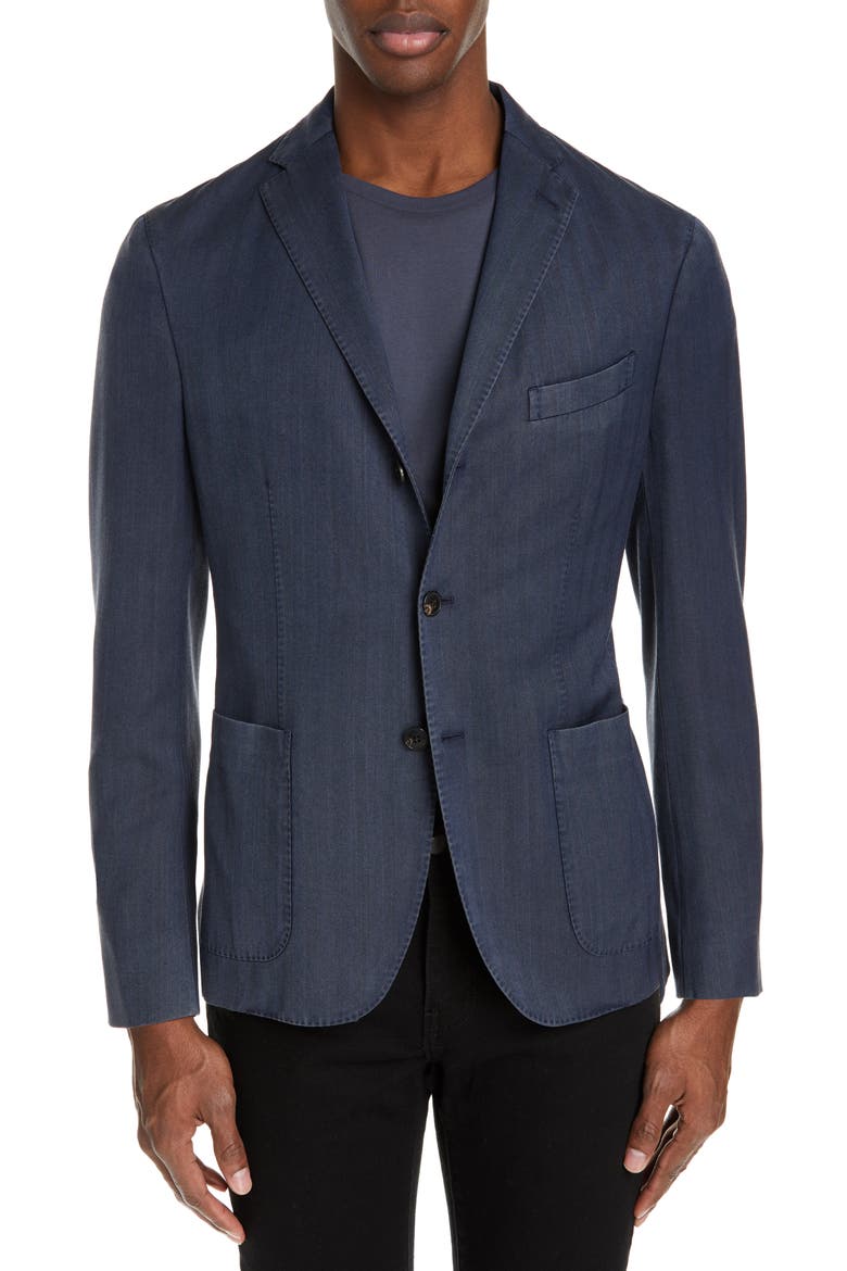 Travel K Slim Fit Wool Blazer, Main, color, NAVY