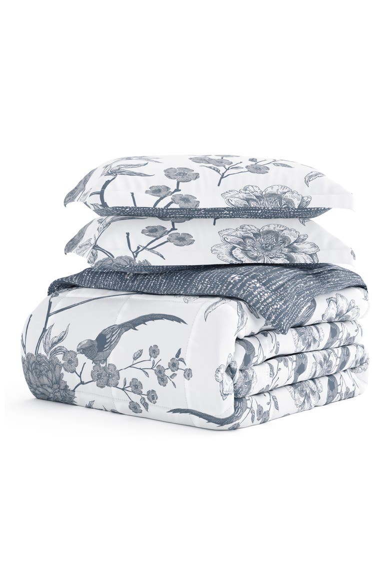 HOME SPUN Premium Down Alternative Molly Botanicals Reversible Comforter Set, Main, color, LIGHT BLUE