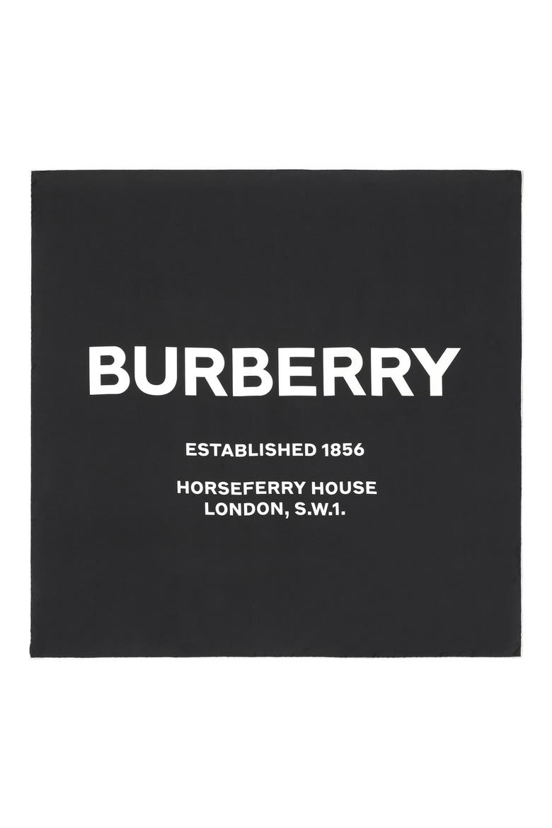 Horseferry Print Square Silk Scarf, Main, color, BLACK