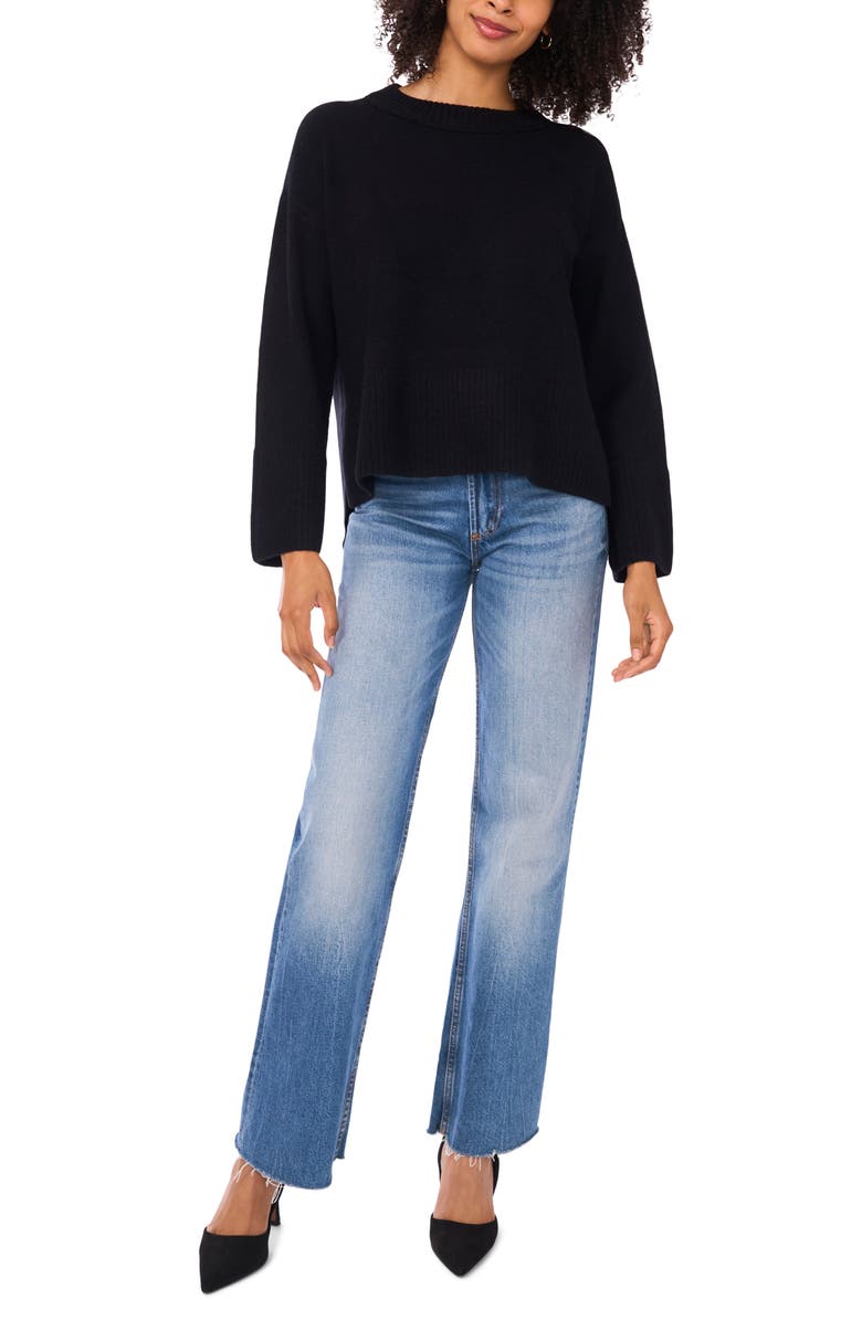 Vince Camuto Relaxed Crewneck Sweater, Alternate, color, Rich Black