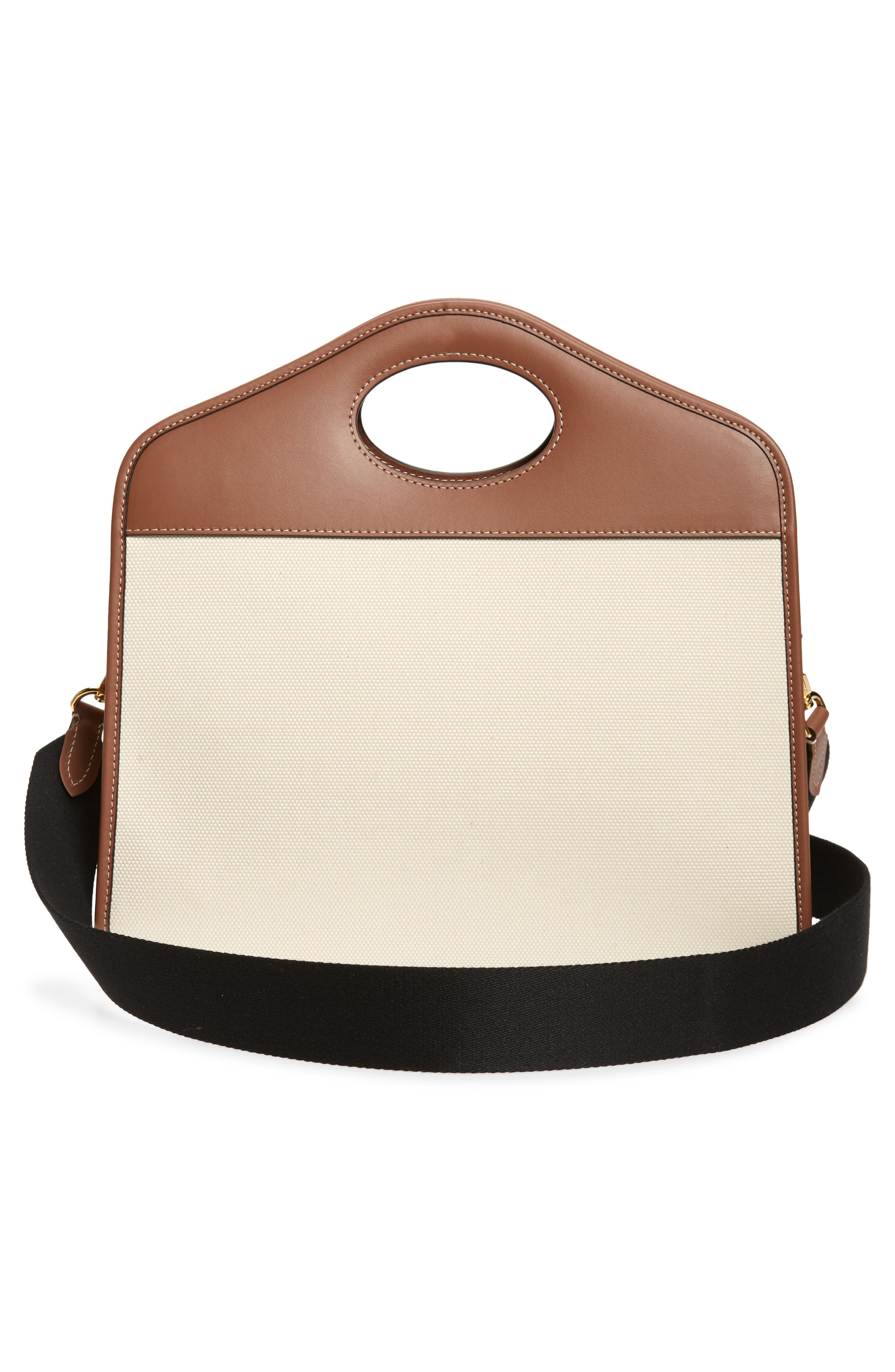 Burberry Small Two-Tone Canvas & Leather Pocket Bag, Alternate, color, 