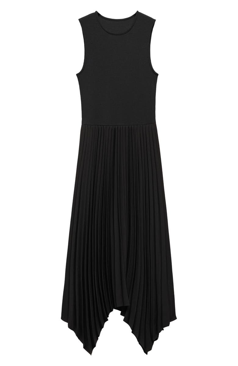 MANGO Pleated Handkerchief Hem Sleeveless Midi Dress, Alternate, color,