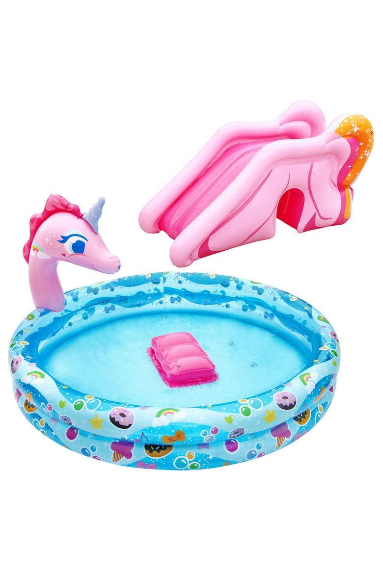 Spray 'N Splash 78 x 60 x 32" Unicorn Inflatable Pool, Alternate, color, Multicolored