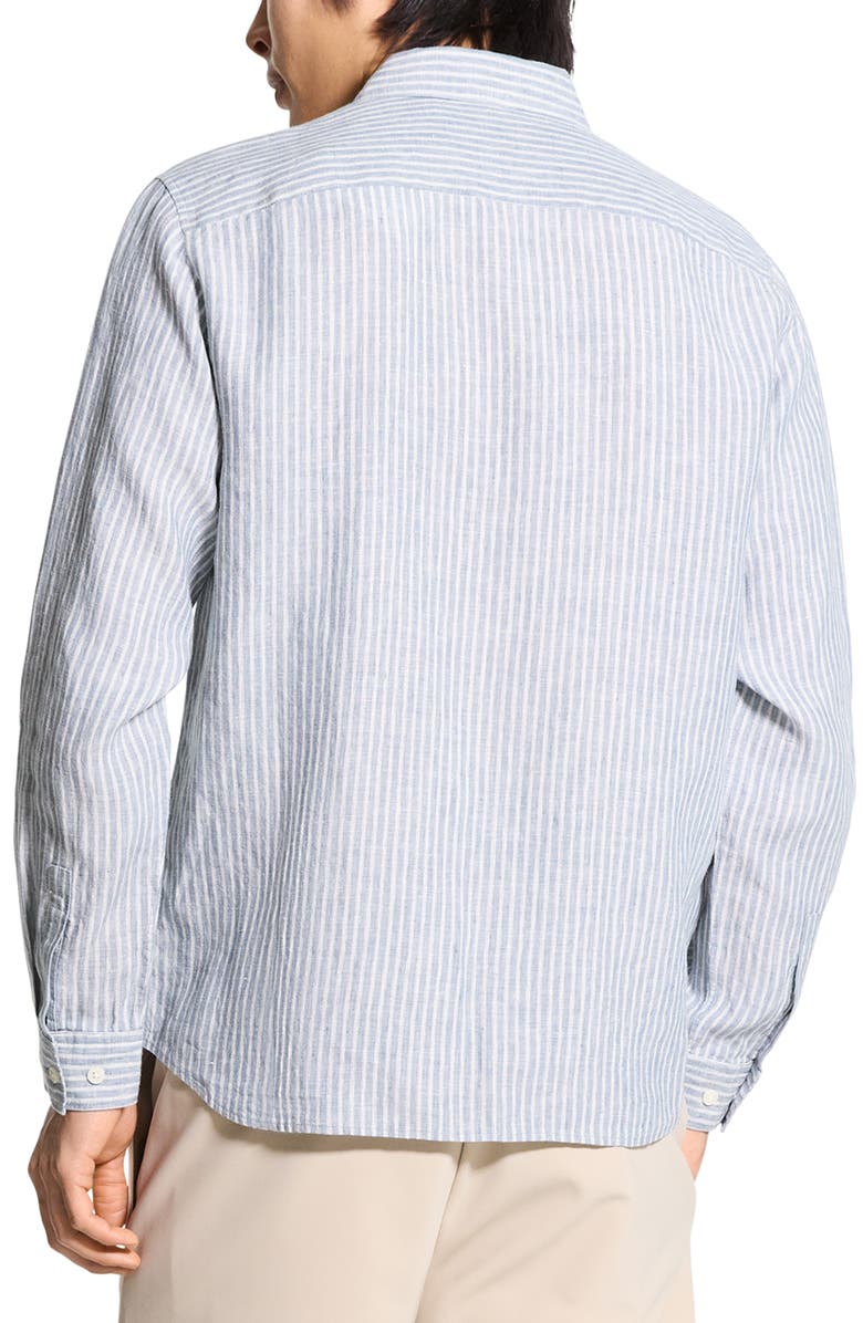 Theory Irving Slub Linen Button-Up Shirt, Alternate, color, Dark Rainstorm/ Eggshell