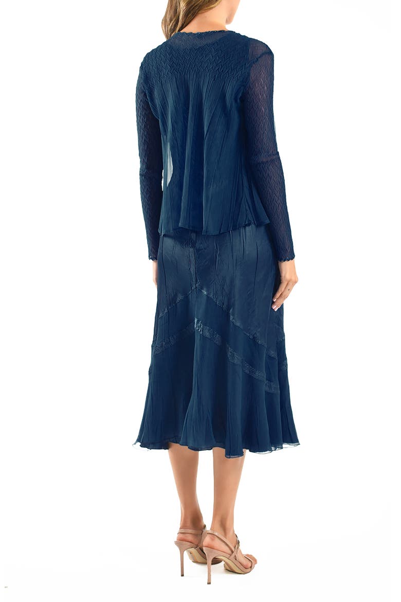 Sleeveless Charmeuse & Chiffon Cocktail Dress with Jacket, Alternate, color, ECLIPSE