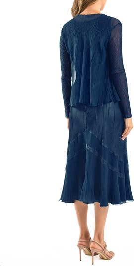 Komarov Sleeveless Charmeuse Chiffon Cocktail Dress with Jacket