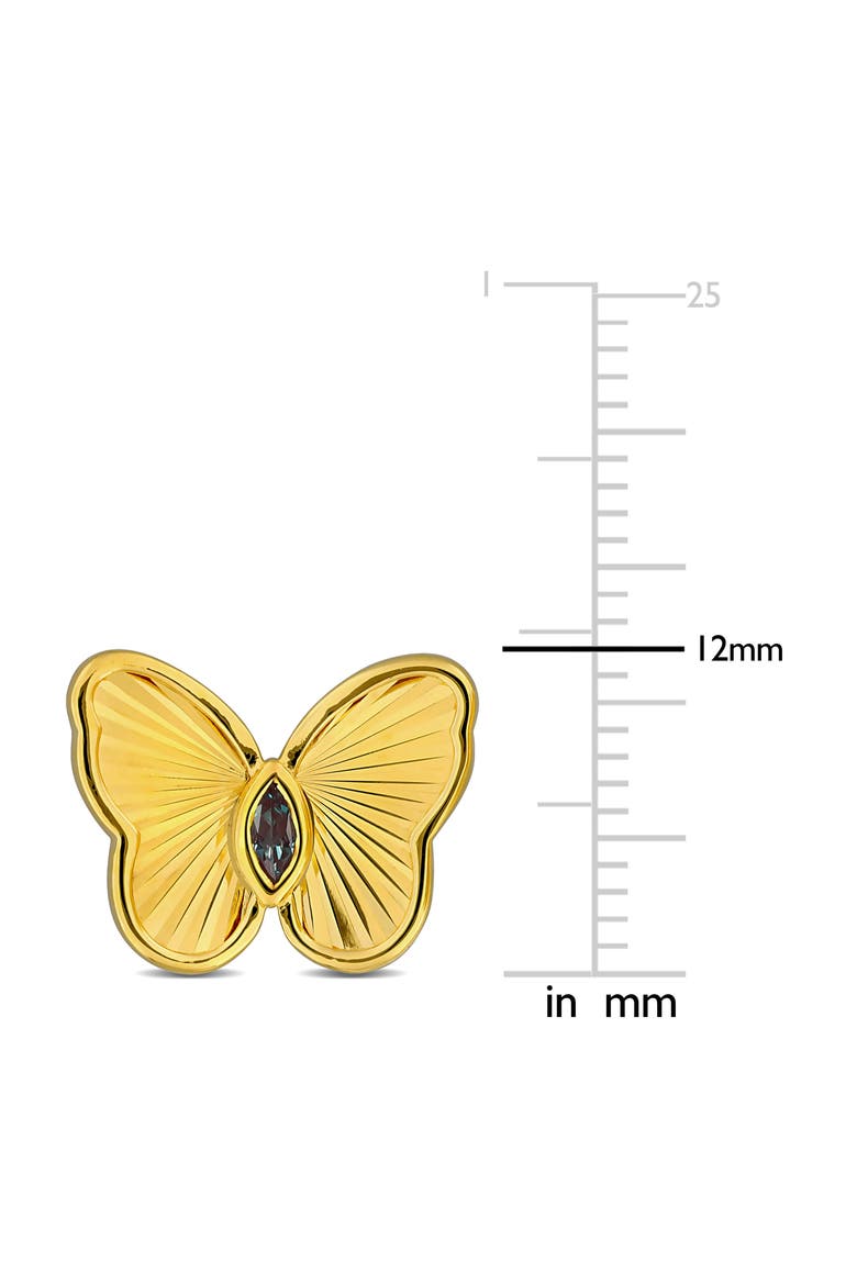 Marquise Cut Created Alexandrite Butterfly Stud Earrings, Alternate, color, PURPLE/GOLD