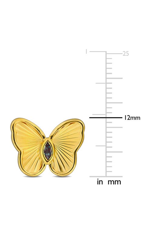 Delmar Marquise Cut Created Alexandrite Butterfly Stud Earrings In Purple/gold