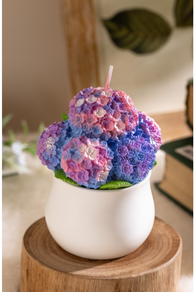 Hydrangea Flower Candle, Alternate, color, Violet