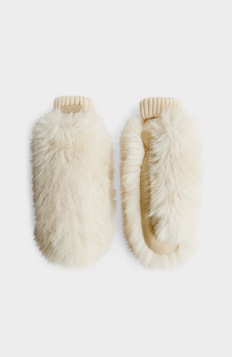 Bella Faux Fur & Leather Mittens