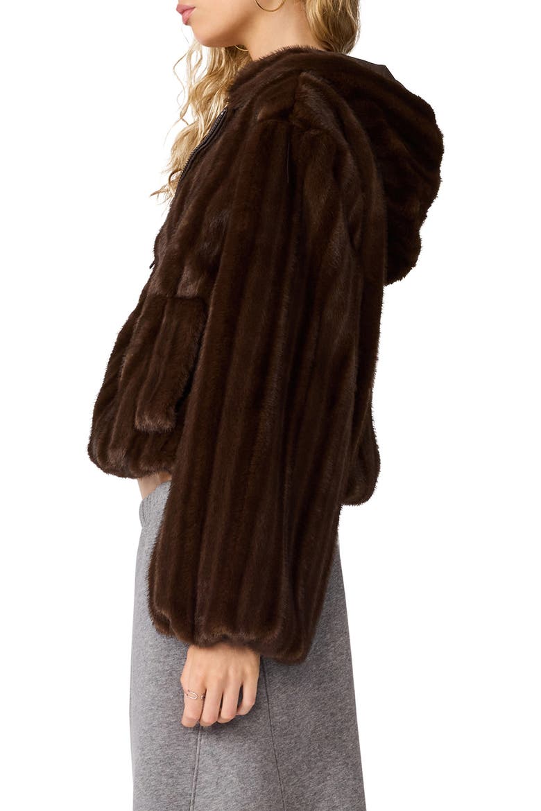 Mavis Faux Fur Jacket, Alternate, color, WOLF BROWN