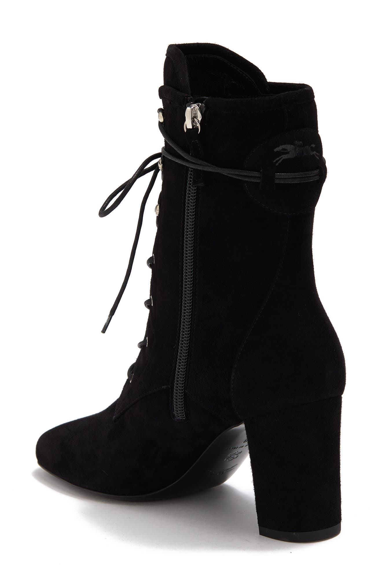 Longchamp Block Heel Leather Lace-Up Boot, Alternate, color, 