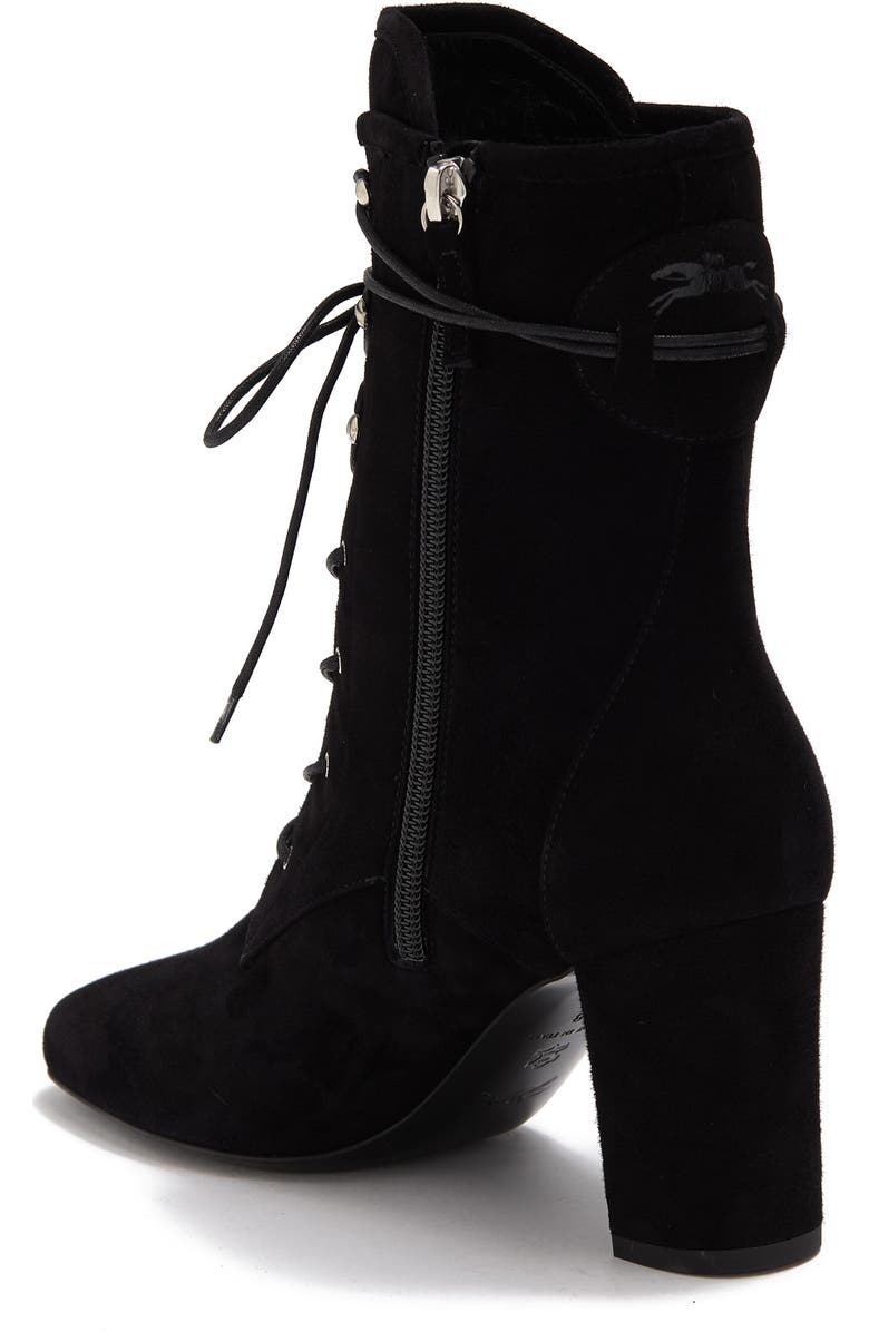 Longchamp Block Heel Leather Lace-Up Boot, Alternate, color,
