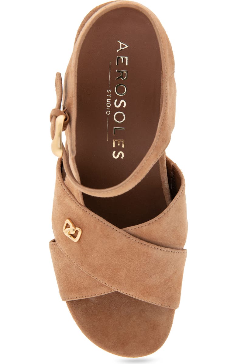 Aerosoles Cora Ankle Strap Platform Sandal, Alternate, color, Tan Suede