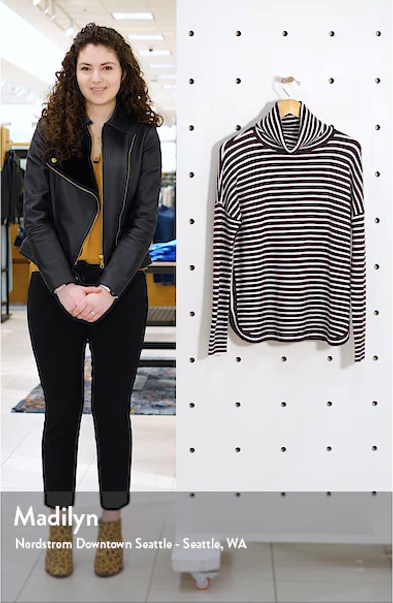 Women's Babysoft Stripe Turtleneck Top, sales video thumbnail