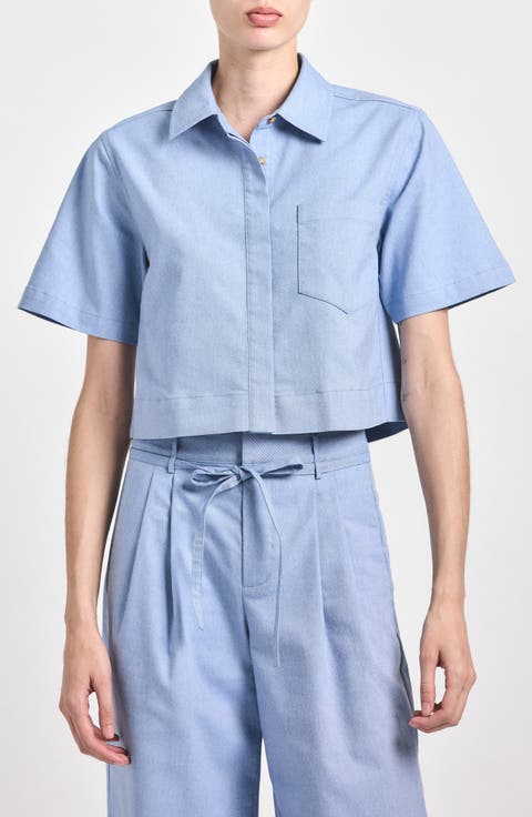 Lira Short Sleeve Crop Button-Up Shirt