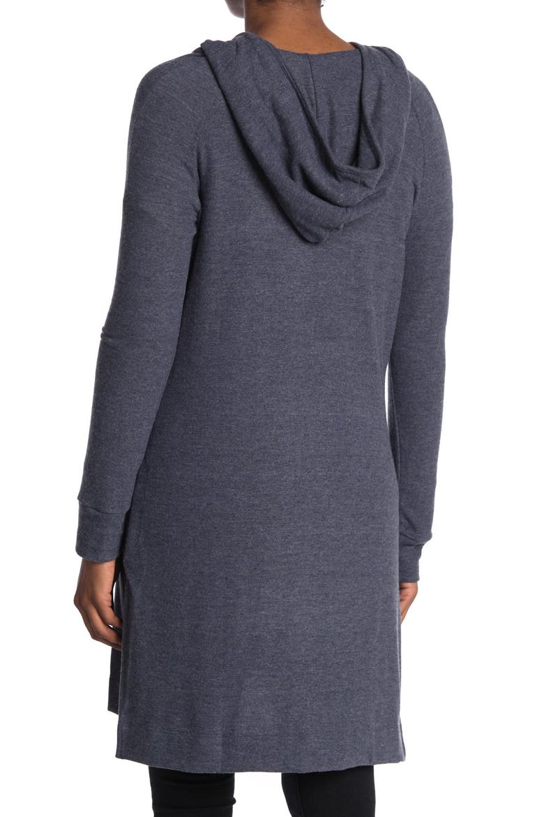Knit Hooded Duster, Alternate, color, NAVY